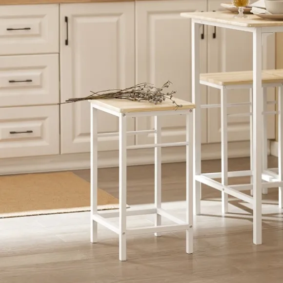 SoBuy træ bord med 4 skamler med pladsbesparende 100x60x87cm, industriel OGT11-WN