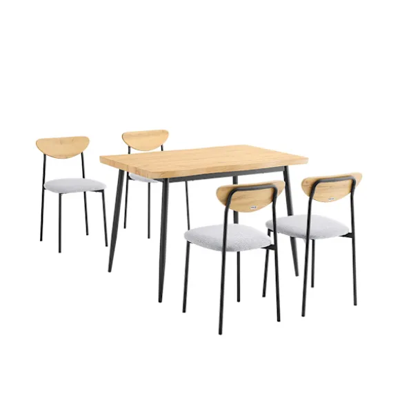 SoBuy træ bord med 4 stole og kompakt bord med 4 stole 110x68x76cm, moderne OGT52-N