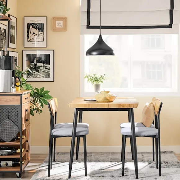 SoBuy træ bord med 4 stole og kompakt bord med 4 stole 110x68x76cm, moderne OGT52-N