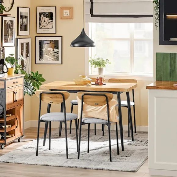 SoBuy træ bord med 4 stole og kompakt bord med 4 stole 110x68x76cm, moderne OGT52-N