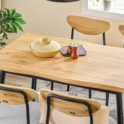 SoBuy træ bord med 4 stole og kompakt bord med 4 stole 110x68x76cm, moderne OGT52-N