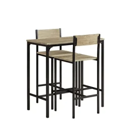 SoBuy træ bord med 2 stole med taburetter 89x45x87cm, industriel OGT03-N