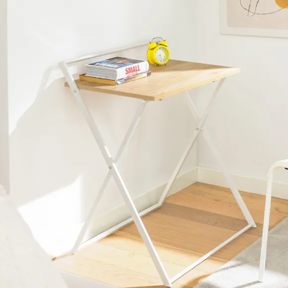 SoBuy træ computerbord med sammenklappelig og pladsbesparende 63.5x40x78.5cm, minimalistisk FWT88-WN