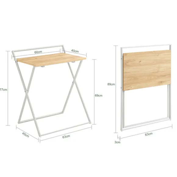 SoBuy træ computerbord med sammenklappelig og pladsbesparende 63.5x40x78.5cm, minimalistisk FWT88-WN