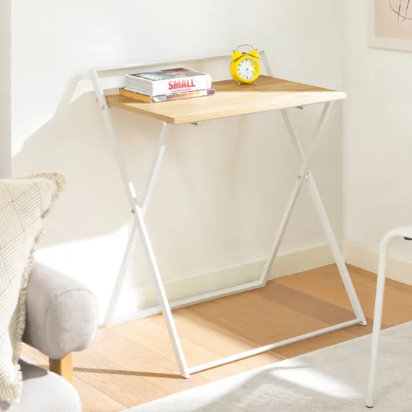 SoBuy træ computerbord med sammenklappelig og pladsbesparende 63.5x40x78.5cm, minimalistisk FWT88-WN
