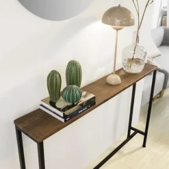 SoBuy træ entrékonsol med udtrækkelig og pladsbesparende 120x20x80cm, industriel FSB19-XL-N