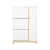 SoBuy træ skoskab med 3 døre 80x34x122.1cm, minimalistisk FSR189-WN