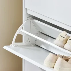 SoBuy træ skoskab med 3 døre 80x34x122.1cm, minimalistisk FSR189-WN