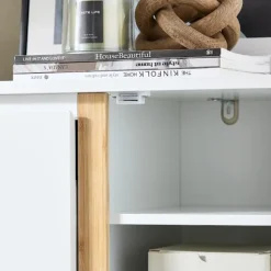 SoBuy træ skoskab med 3 døre 80x34x122.1cm, minimalistisk FSR189-WN