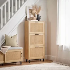 SoBuy træ skoskab med 3 døre 24x59.99x127cm, moderne FSR155-N