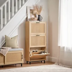 SoBuy træ skoskab med 3 døre 24x59.99x127cm, moderne FSR155-N