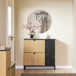 SoBuy træ skoskab med 2 døre 90x24x88.5cm, moderne FSR203-N