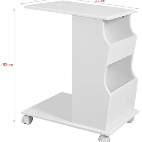SoBuy Træ Sofa Sidebord Med iPad Telefon Holder Rille På Toppen FBT67-W