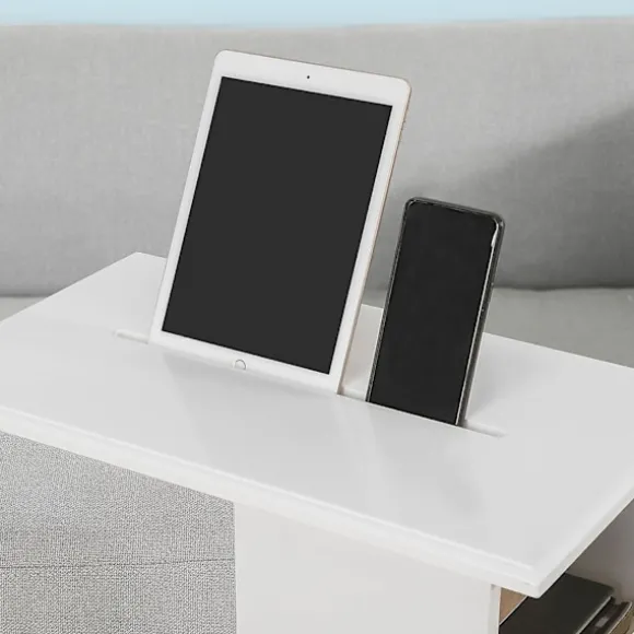 SoBuy Træ Sofa Sidebord Med iPad Telefon Holder Rille På Toppen FBT67-W