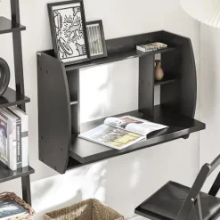 SoBuy Vægbord med 1 hylde i sort 82x39x60cm, moderne FWT18-SCH