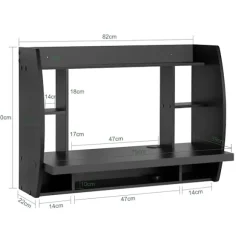 SoBuy Vægbord med 1 hylde i sort 82x39x60cm, moderne FWT18-SCH