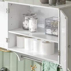 SoBuy Væghængt møbel med 2 døre i hvid 60x30x60cm, funktionel BZR84-W