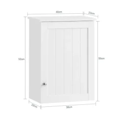 SoBuy Væghængt møbel med 1 dør i hvid 40x23x52cm, klassisk BZR19-W