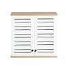 SoBuy Væghængt møbel med 2 døre i hvid 60x19x56cm, rustik BZR42-W