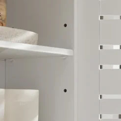 SoBuy Væghængt møbel med 2 døre i hvid 60x19x56cm, rustik BZR42-W