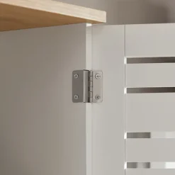 SoBuy Væghængt møbel med 2 døre i hvid 60x19x56cm, rustik BZR42-W