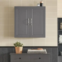 SoBuy Væghængt møbel med 2 døre i mørkegrå 60x30x60cm, moderne FRG231-DG