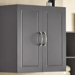 SoBuy Væghængt møbel med 2 døre i mørkegrå 60x30x60cm, moderne FRG231-DG