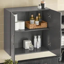 SoBuy Væghængt møbel med 2 døre i mørkegrå 60x30x60cm, moderne FRG231-DG