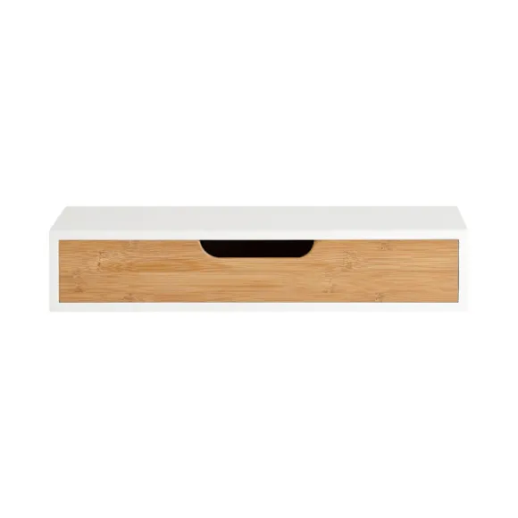 SoBuy Vægmonteret hylde med skuffe med 1 skuffe i træ 40x24.5x8cm, moderne FRG92-WN