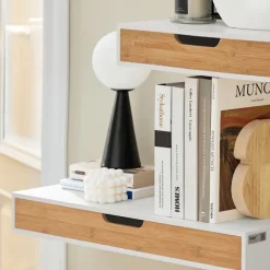 SoBuy Vægmonteret hylde med skuffe med 1 skuffe i træ 40x24.5x8cm, moderne FRG92-WN