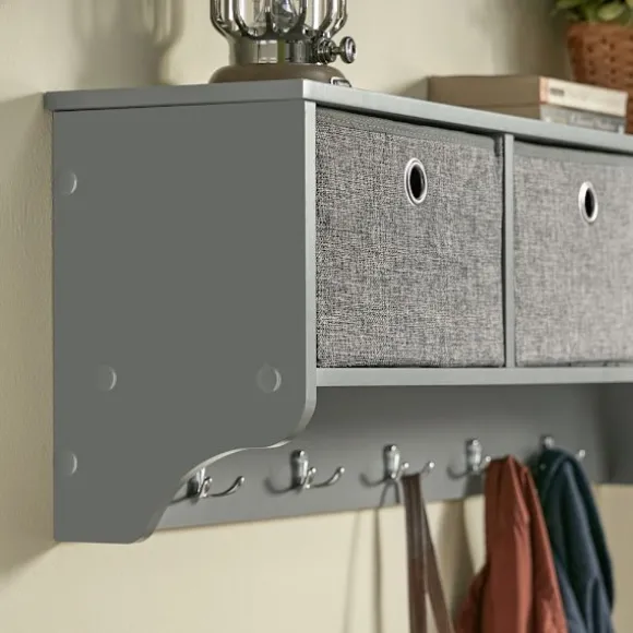 SoBuy Vægmonteret knagerække med 3 hylder i grå 100x20x31cm, moderne FRG282-HG