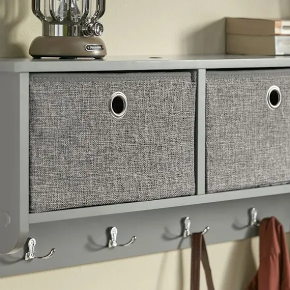 SoBuy Vægmonteret knagerække med 3 hylder i grå 100x20x31cm, moderne FRG282-HG