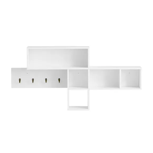 SoBuy Vægmonteret knagerække med 1 hylde i hvid 110x15x53cm, moderne FHK17-W