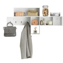 SoBuy Vægmonteret knagerække med 1 hylde i hvid 110x15x53cm, moderne FHK17-W