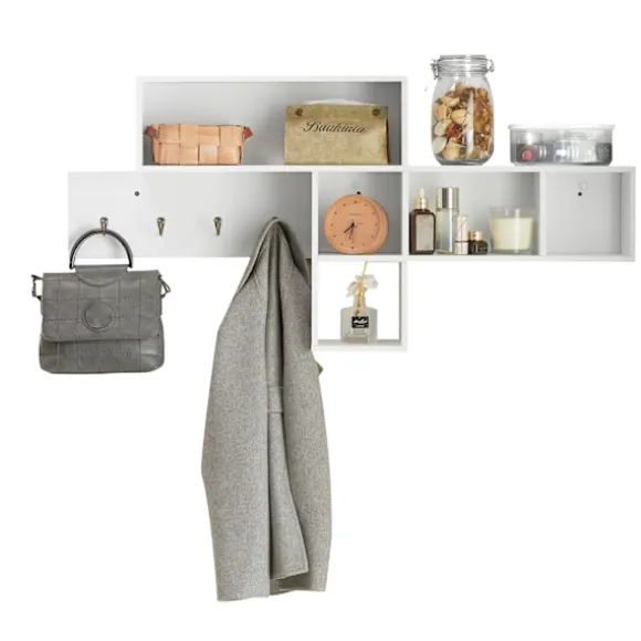 SoBuy Vægmonteret knagerække med 1 hylde i hvid 110x15x53cm, moderne FHK17-W
