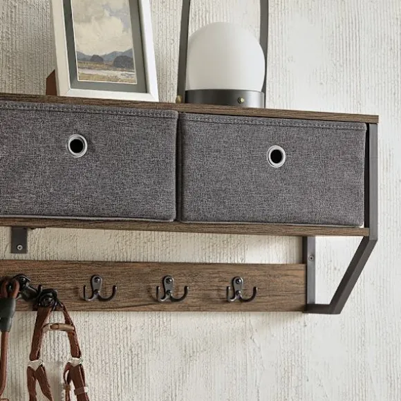 SoBuy Vægmonteret knagerække med 1 hylde i træ 100x30x20cm, industriel FHK26-N