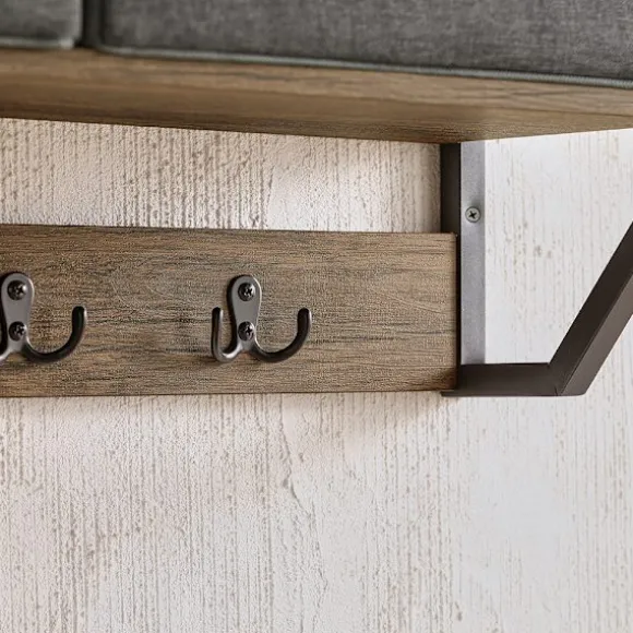 SoBuy Vægmonteret knagerække med 1 hylde i træ 100x30x20cm, industriel FHK26-N