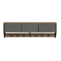 SoBuy Vægmonteret knagerække med 1 hylde i træ 100x30x20cm, industriel FHK26-N