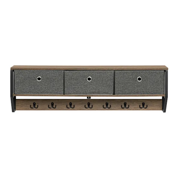 SoBuy Vægmonteret knagerække med 1 hylde i træ 100x30x20cm, industriel FHK26-N