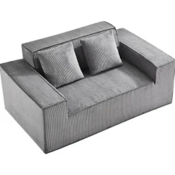 Sofa 2 Pladser - DUOKU - Salonsofa - Plysstræk - 160 cm - Grå Grå