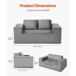 Sofa 2 Pladser - DUOKU - Salonsofa - Plysstræk - 160 cm - Grå Grå