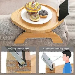 Sofa Armbordsbakke med 360 graders drejefunktion til spisning, rund