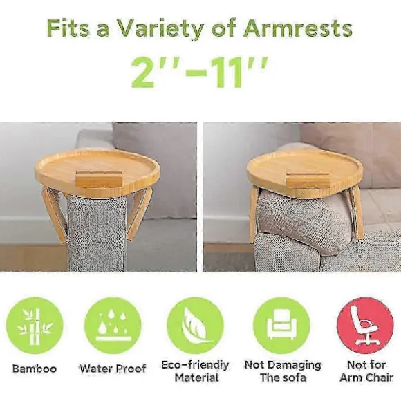 Sofa Armbordsbakke med 360 graders drejefunktion til spisning, rund