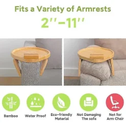 Sofa Armbordsbakke med 360 graders drejefunktion til spisning, rund