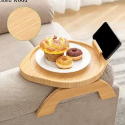 Sofa Armlæn Bord, 360° Drejelig Sofa Armlæn Bakke til Spisning Rund