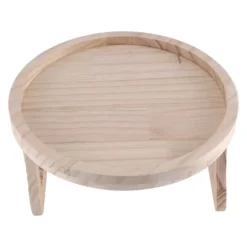 Sofa armlæn klips bord, naturligt træ sofa armlæn arrangør til sofa armlæn, rund