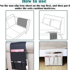 Sofa armlæn organizer magasiner fjernbetjening holder vandtæt caddy taske sofa opbevaringspose til iPad mobiltelefon bøger tissue snacks black