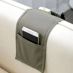 Sofa Armlæn Organizer Opbevaringstaske til Fjernbetjening, Telefon, iPad, Pen - Kompatibel med Forskellige Mærker grå