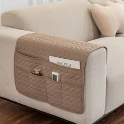 Sofa Armlæns Håndklæde, Nyt, med Opbevaringslomme, Magasin, Fjernbetjening Beige 50*90CM