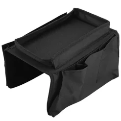 Sofa Armlæns Hængende TV Fjernbetjening Organizer Sofa Opbevaringspose med Kopholderbakke (Sort)